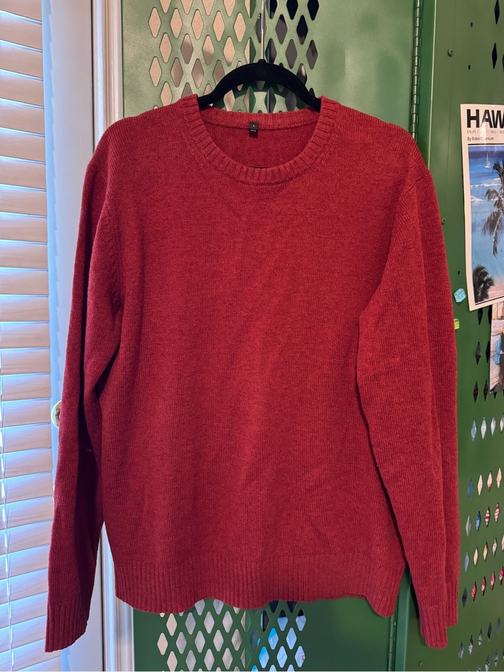 Unisex Red Crewneck Sweater (100% Wool)